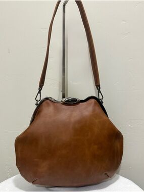 Original Design! Unique Crazy Horse Cowhide Handmade Custom Frame Slouchy Bag